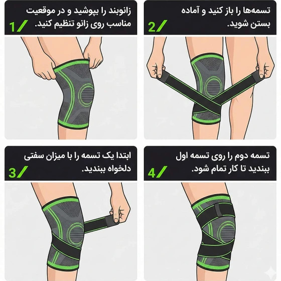 زانوبند کشی و طبی ( هر پک حاوی یک عدد )